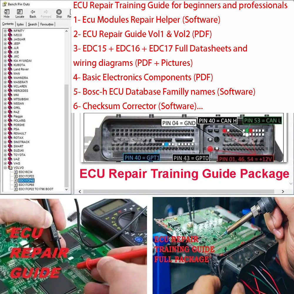 Electronics Repair Basics - ECU修理トレーニングガイド ECU基礎電子機器 EPROMテスト プログラムコンポーネント EDCデータシート 配線図