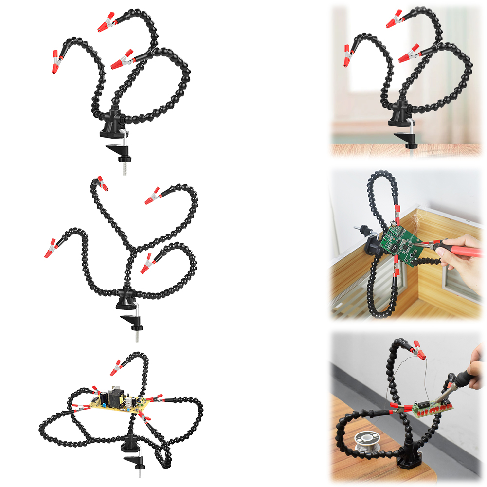 Electronics Repair Desk - デスククランプはんだ付けサードハンドツール 3/4/5 個フレキシブルアーム PCB ホルダースタンド電子修理はんだ付けジュエリー工芸品