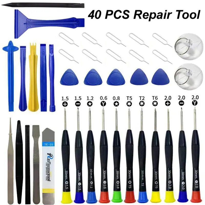 Electronics Repair Services - 40 in 1 携帯電話修理ツール分解修理セット iPhone ドライバーコンビネーションスキッド多機能分解キット