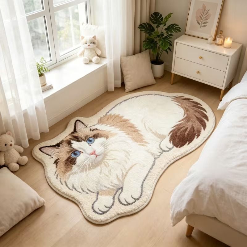 Electronics Repair Desk - VIKAMA かわいい猫の形のぬいぐるみエリアラグ 洗える滑り止めアルフォンブラ 寝室出窓ドレッシングテーブルペット愛好家の家の装飾用