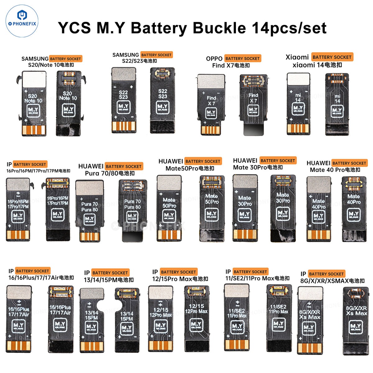 Phone Battery Replacement - MR.YANG M.Y 携帯電話修理用バッテリーバックルセット iPhone 8-17 Xiaomi