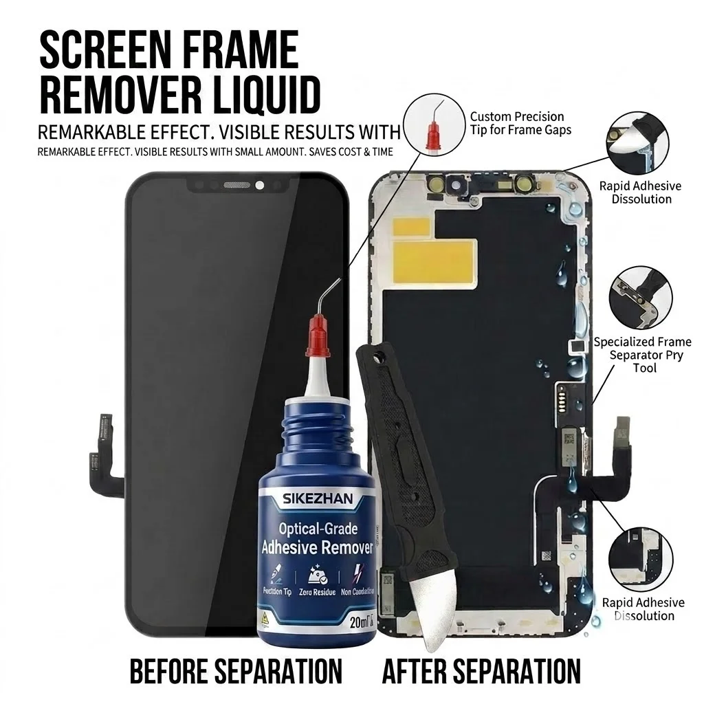Electronics Repair Services - SIKEZHAN 20ml 光学グレードの接着剤除去クリーナーキット、精密ディスペンシングニードルとこじ開けツール付き、電話画面の修理用