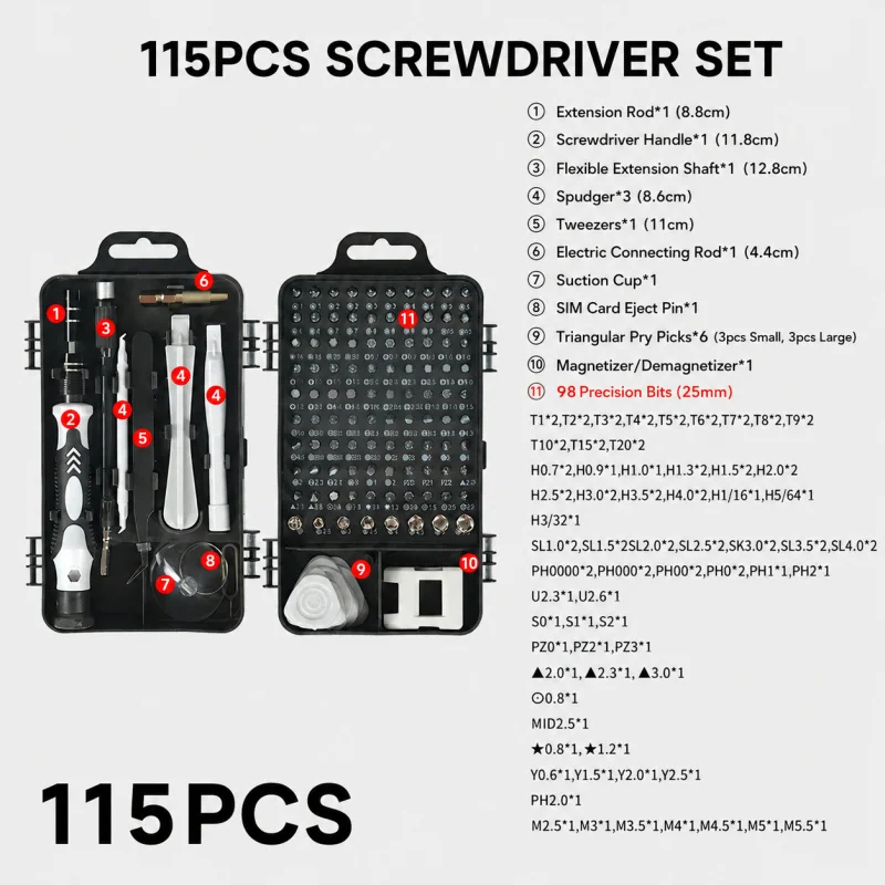 ポータブル115in1磁気ドライバーセットミニ精密修理キット - Electronics Repair Services のレビューと価格